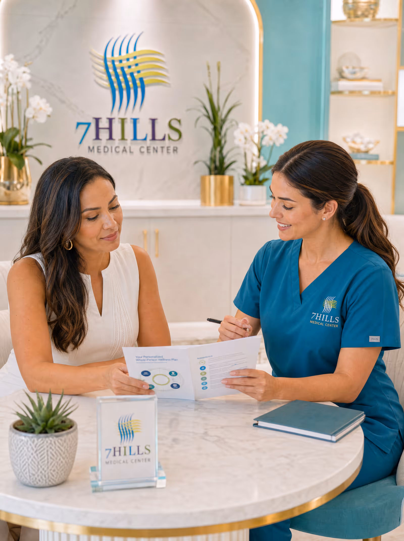 Physician and patient reviewing a holistic wellness plan
